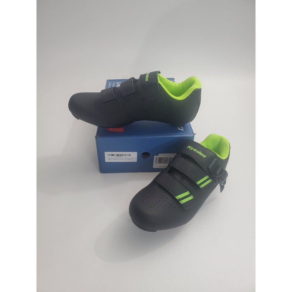 Kyedoo Cycling Biking Peloton Shoes Black/Green, 39 EU, 8.5 US Women, 7‎ US Men